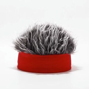 Red Faux Fur Beanie Hat for Men